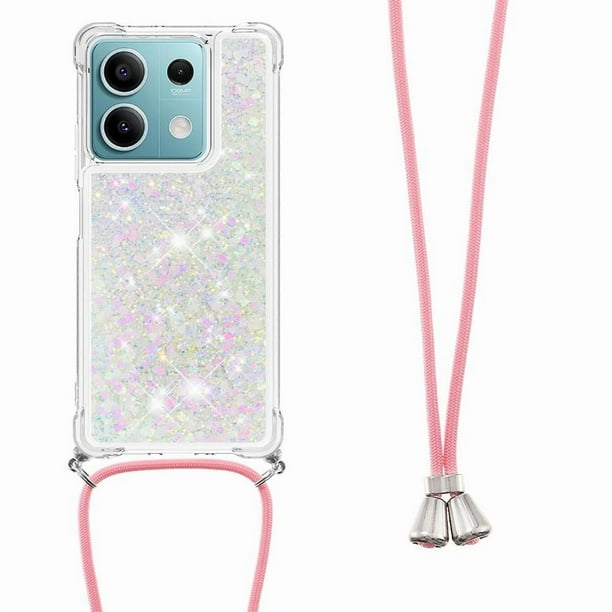 Funda FOXDOCK para Xiaomi Redmi Note 13 5G con Cuerda Ajustable, Brillo Líquido, Protección Antigolpes y Lente – Ideal para Regalo