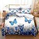 thumbnail image 1 of Blue Oil Painting Butterfly White Quilt Duvet Cover Set Bedclothes3-Piece Bedding Set, 1 of 5