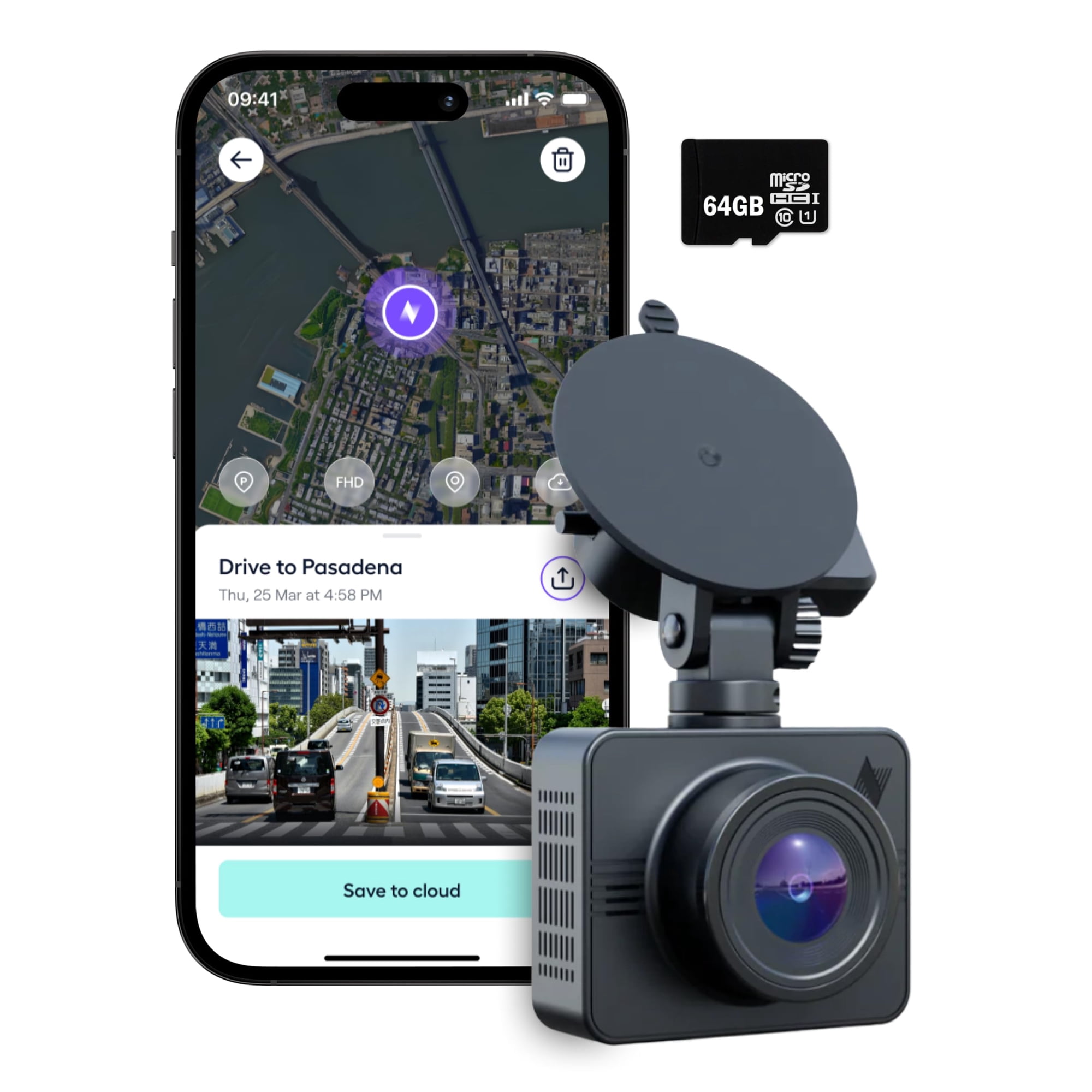 Dash Cam Nexar Beam Gps Con 1 Año De Suscripción Y Sd De 64 Gb