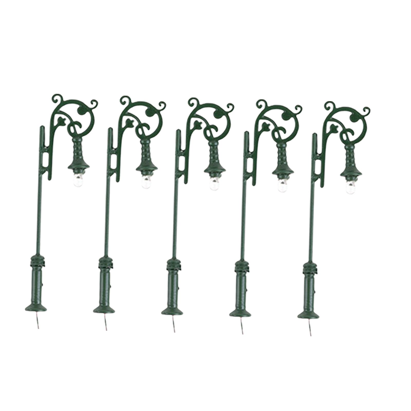 Bothyi - Mini Poste De Luz 1/87 Horizontal Con Cables Y Led Blanco Cálido Verde