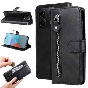 Gangxun - Funda Con Cremallera Para Xiaomi Poco X6 5G, Carcasa Cartera De Cuero Pu Con Soporte Y Tarjetero