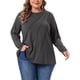thumbnail image 1 of Agnes Orinda Blusa Túnica con Costura Diagonal para Mujer de Talla Grande Cuello Redondo Manga Larga Camiseta Suave Ligera Casual 3X Gris Negro, 1 of 6