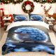 thumbnail image 1 of Hedgehog Print Duvet Cover Set Themed Print Bedding Set 1 Duvet Cover + 2 Pillowcases 100% Polyester Wear-Resistant and Wrinkle-Resistant Skin-Friendly Breathab, 1 of 1