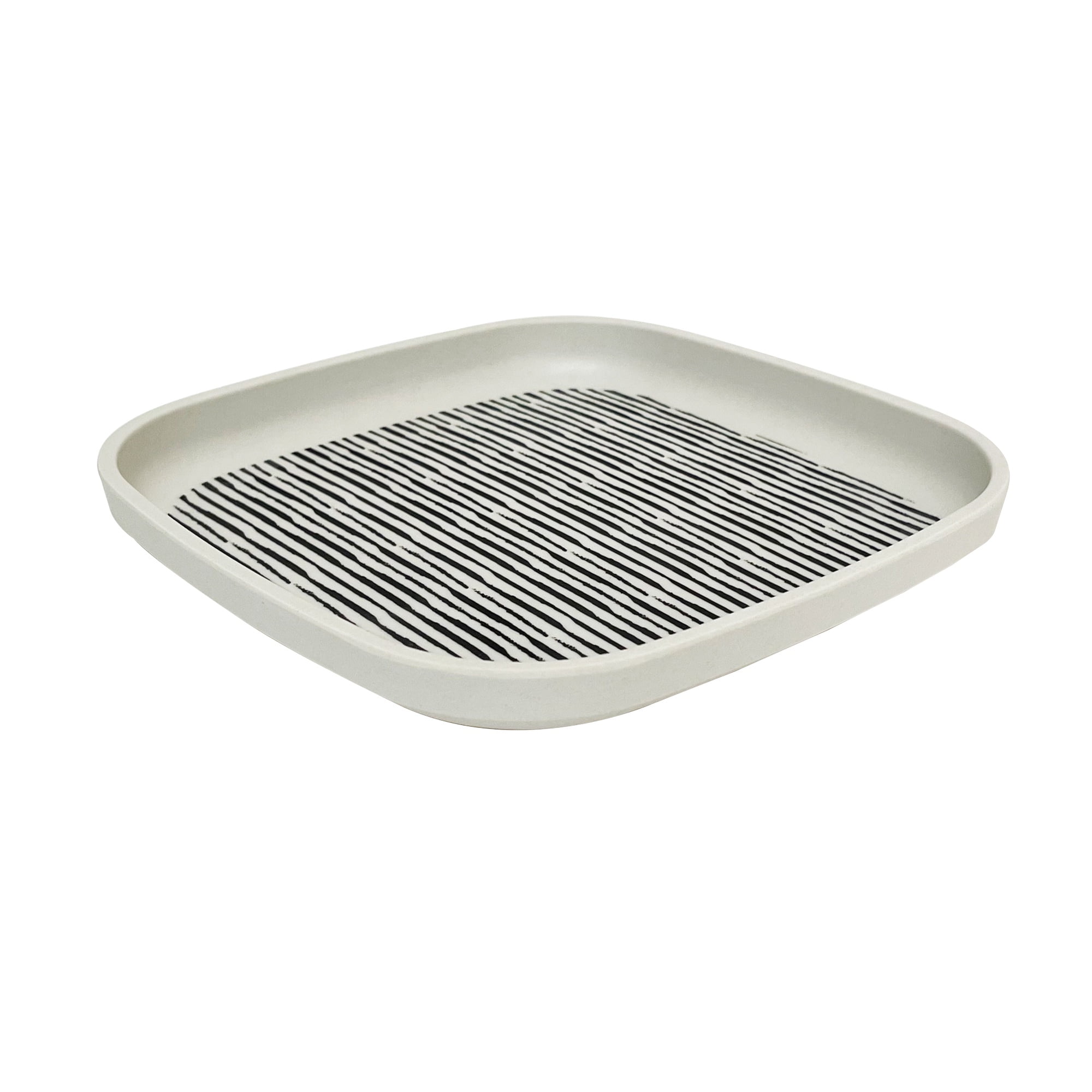 Decogreen - Plato Biobamboo Cuadrado Rayas 18x18 Cm