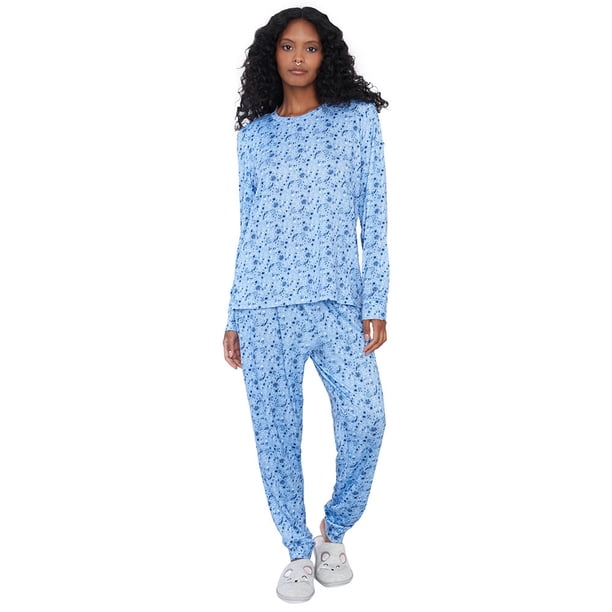 Pijama Mujer Full Print Polypeach Celeste Corona
