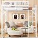 thumbnail image 1 of Queen Size Loft Bed with Ladder, Metal Queen Loft Bed with Storage Shelves, High Loft Bed for Kids Teens, White(Expect Arrival Date 2025/12/3 Old SKU W2580P351278), 1 of 3