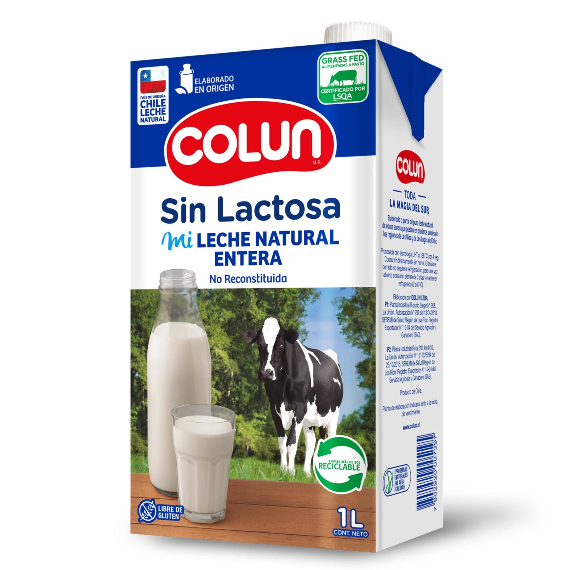 Leche Entera Sin Lactosa Con Tapa 1 L Colun
