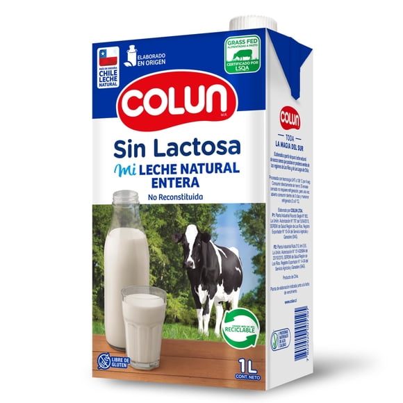 Leche Entera Sin Lactosa con Tapa, 1 L