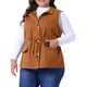 thumbnail image 1 of Agnes Orinda Chaquetas de Chaleco sin Mangas con Capucha para Mujer de Talla Grande con Cremallera, Botón y Cordón en la Cintura 3X Caramelo, 1 of 8