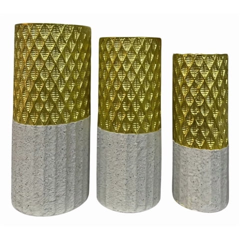 Genérico - Set 3 Florero Decorativo Geométrico Contraste Textura Jhn