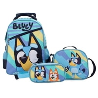 Intek - Pack Mochila Escolar Con Ruedas Bluey + Lonchera + Estuche