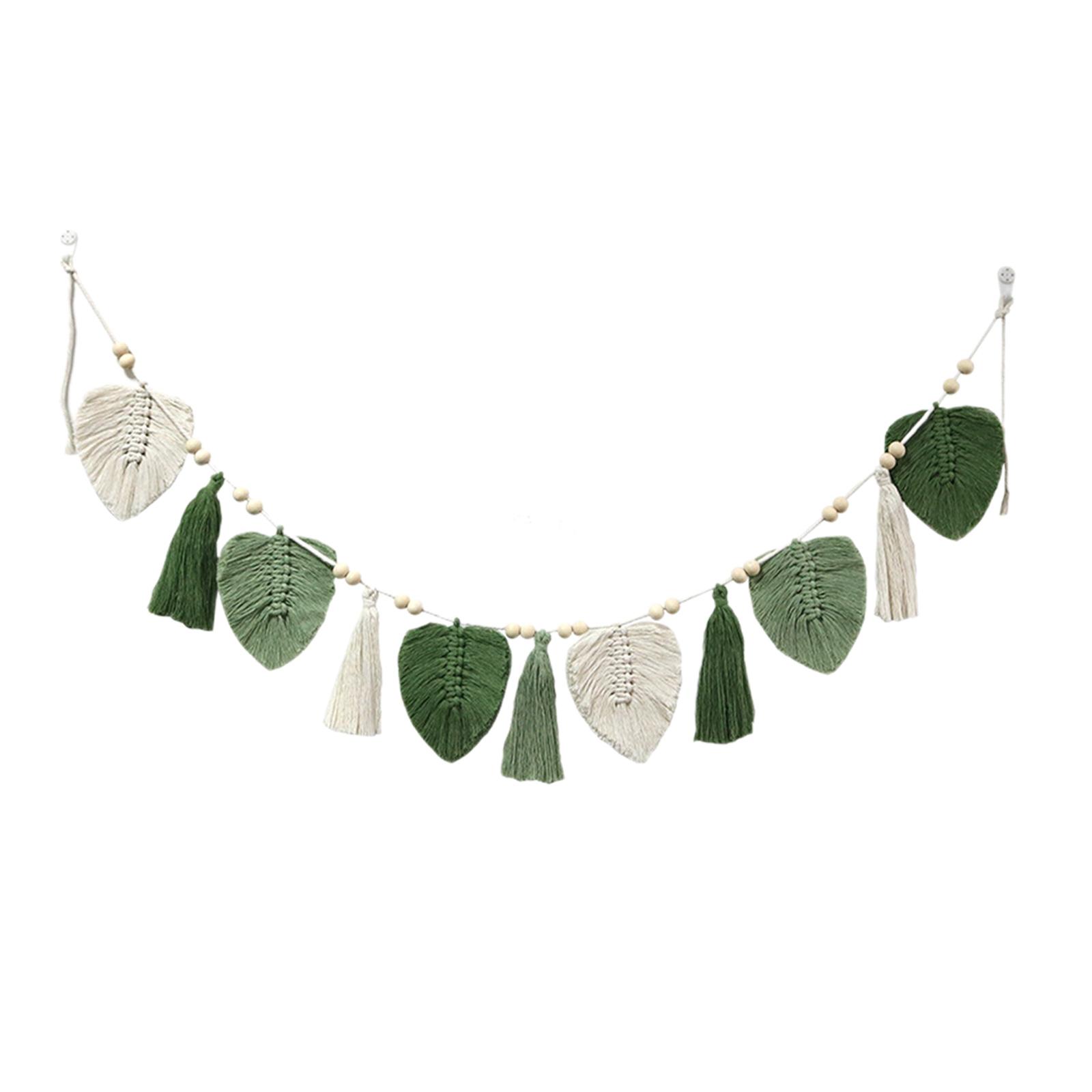 Bothyi - Adorno Bohemio Artesanal, Hojas De Macramé Para Colgar En La Pared, Para Dormitorio, Apartamento, Casa, Verde