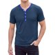 thumbnail image 1 of INSPIRE CHIC Camisetas Henley de Hombre de Manga Corta Casual Elásticas Texturizadas XXL Azul Marino, 1 of 5