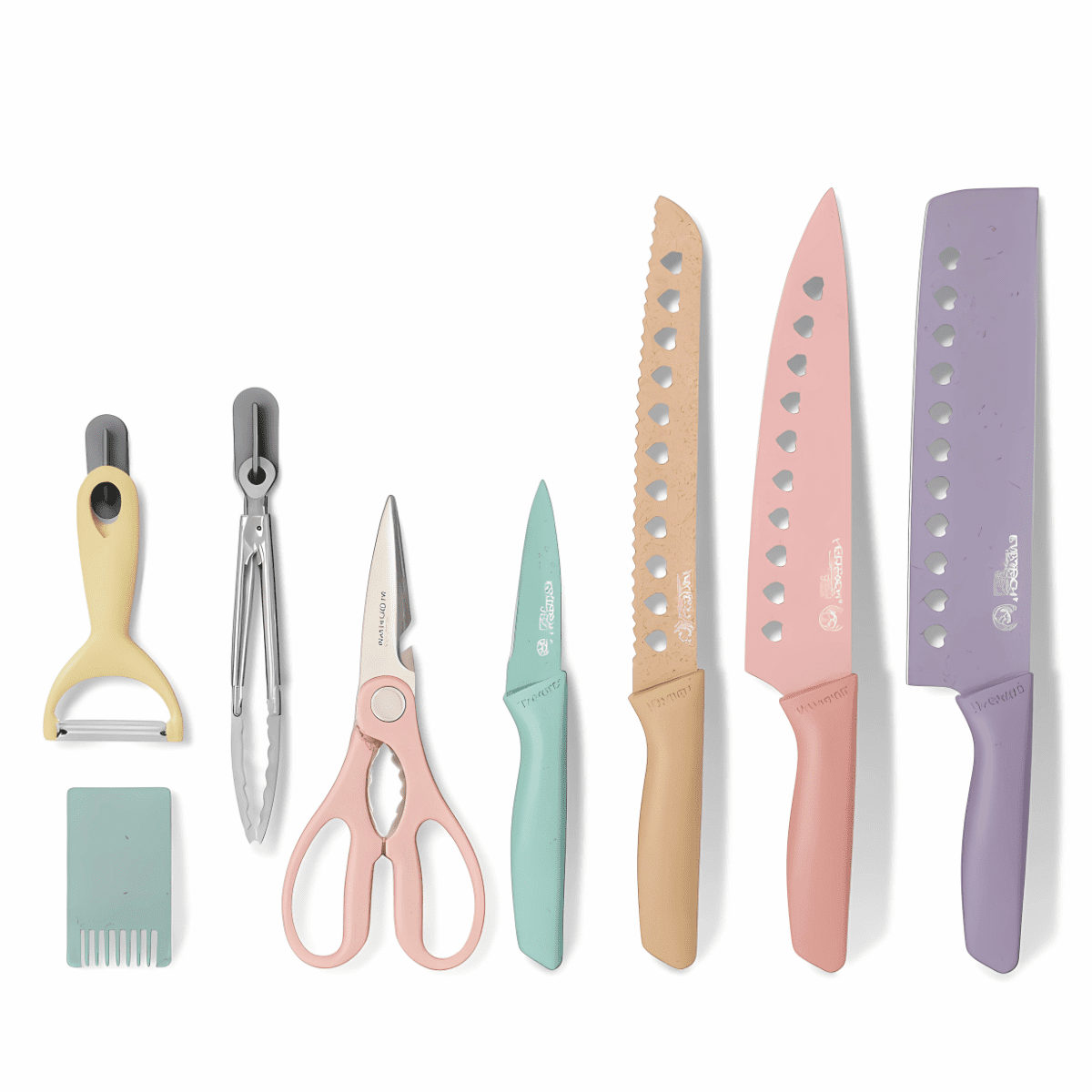 Genérico - Set Juego Cuchillos Tijera Pelador Pinzas Cocina Multicolor