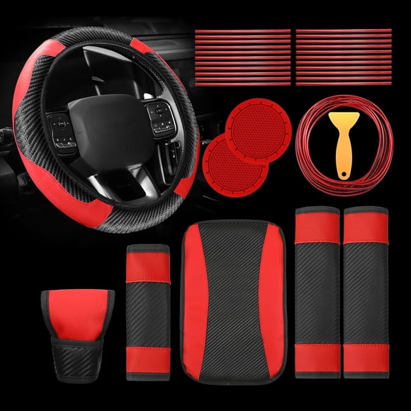 Set Accesorios Riakrum 30 Piezas Cuero PU Rojo y Negro