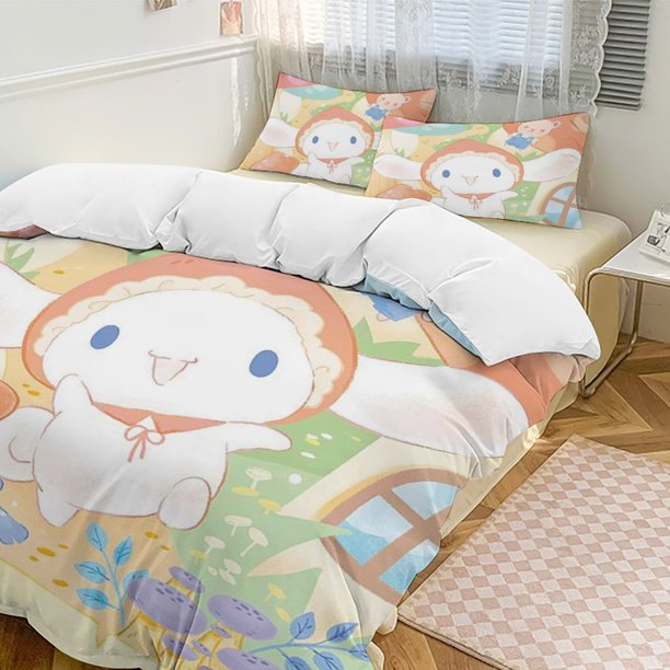 Cinnamoroll 3-Piece Twin Bed Set - Includes 1 Single Comforter And 2 Pillowcases Bedding - Fade Resistant Microfiber - Cinnamoroll