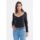 thumbnail image 1 of Polera Mujer Ajustado Cuello V Negro, 1 of 4