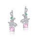 thumbnail image 1 of Aretes Colgantes Rosados con Moño para Mujer Corte Cojín 5 Quilates Hipoalergénicos de Moda Aretes Nupciales para Boda Aretes Colgantes de Plata Esterlina 925, 1 of 4