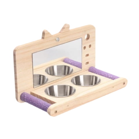 Magideal - Bird Parrot -Bar, Tira De Alimentación De Agua De Alimentación De Pájaros Con Tazas De Alimentación, Diversión, Peso Ligero, Accesorios De Jaula Para Con Espejo