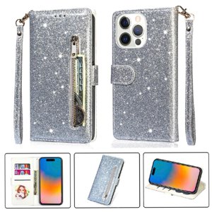 Funda Para Foxdock Elegante Funda Iphone 15 Pro Max Glitter Con Cremallera-Ideal Para El Uso Diario