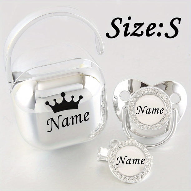 Baby Personalized Pacifier With Name, Pacifier Box Set, Customized Pacifier +Pacifier Clip+ Storage Box For 0-18 Months