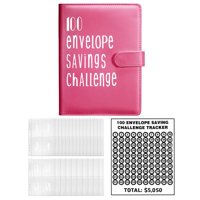 Magideal - Carpeta De Desafío Para Ahorrar Dinero, 100 Sobres, Planificador De Presupuesto, Organizador Portátil Reutilizable De $5050, Libro De Desafío Para Aho , Rojo Rosa Sólido