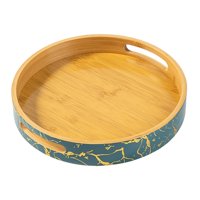 Magideal - Bandeja De Bambú Para Servir Bandeja De Café Con Asas Platos De Buffet Bandeja De Madera Plato De Madera Para Cenas Restaurante Mesa De Desayuno Fiest Pequeño