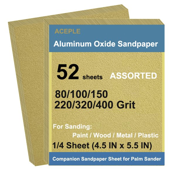 Papel de lija Aceple 52 piezas 11x14 cm surtido 80-400 granos