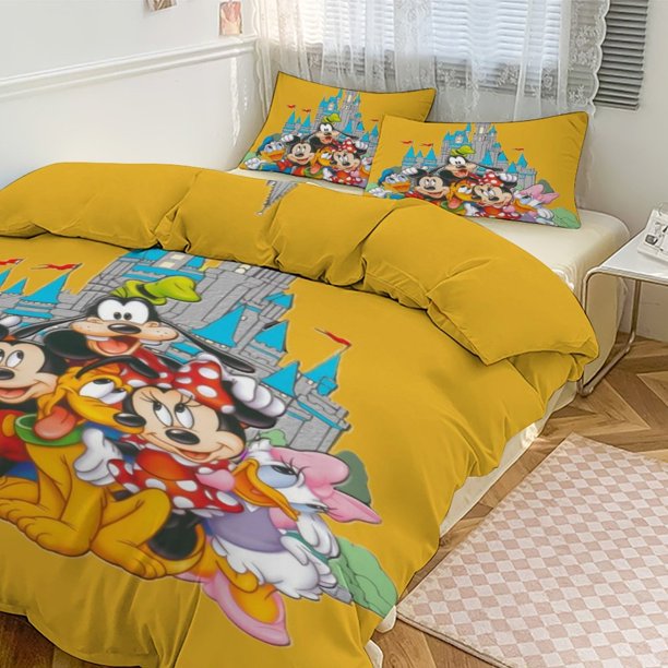 Mickey Print Bedding Set Pattern Duvet Cove Set 3 Pieces 1 Quilt Cover And 2 Pillowcases for Women Men Teens