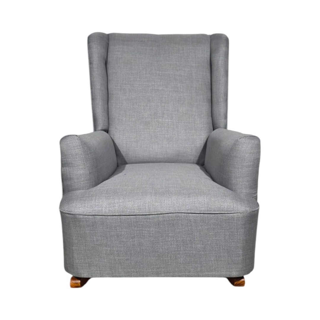 Diseños Valestrini - Sillon Mecedor Lino Gris Claro