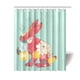 thumbnail image 1 of Cortina de ducha con diseño de conejo floral y ganchos, tamaño 60 x 72 pulgadas, 1 of 3
