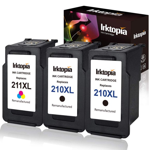 Cartucho de tinta Inktopia remanufacturado Canon 210XL PG-210XL 211XL CL211XL (2 negros, 1 color)