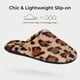 thumbnail image 5 of Zapatillas Snug Leaves Fuzzy Scuff para mujer, color marrón guepardo, tallas 5-6, 5 of 6