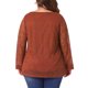thumbnail image 3 of Agnes Orinda Blusa Casual Transparente de Manga Larga con Encaje de Doble Capa y Cuello en V para Mujer de Talla Grande 3X Rojo Ladrillo, 3 of 5