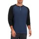 thumbnail image 5 of INSPIRE CHIC Camisetas Henley de Hombre con Mangas Raglán de Manga Larga Botón Camiseta de Béisbol S Azul Marino, 5 of 6