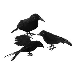 Magideal - 3X Cuervos De Halloween Pájaros Cuervos Con Plumas Negras Decoración Hecha A Mano De Cuervos Y Cuervos De Halloween Para Fiestas Disfraces Suministros Estilo B