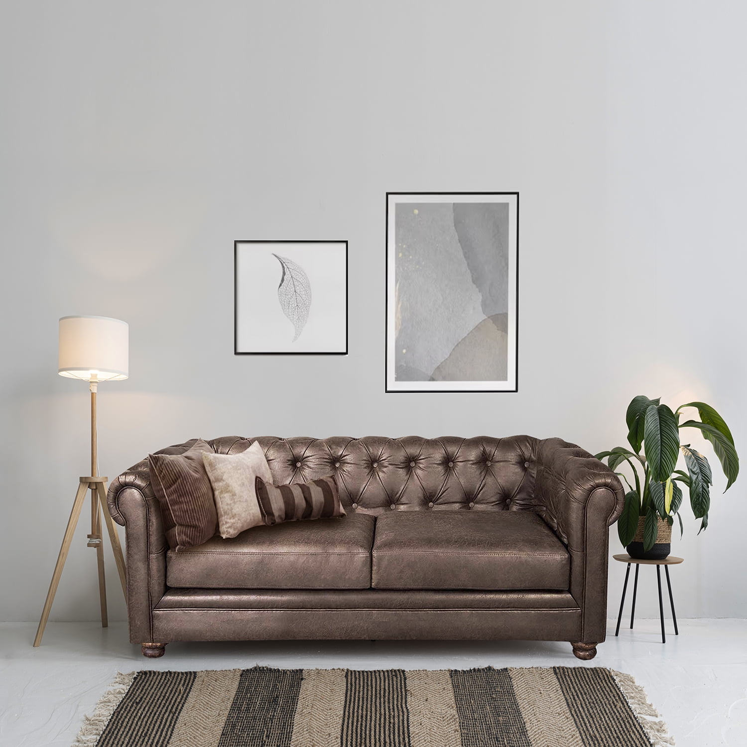 Latam Home - Sofa Florencia 2 Cuerpos Cuero Colorado Marron