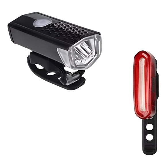 Juego Luces Trasera Y Delantera Bicicleta, Resistente Lluvia Negro
