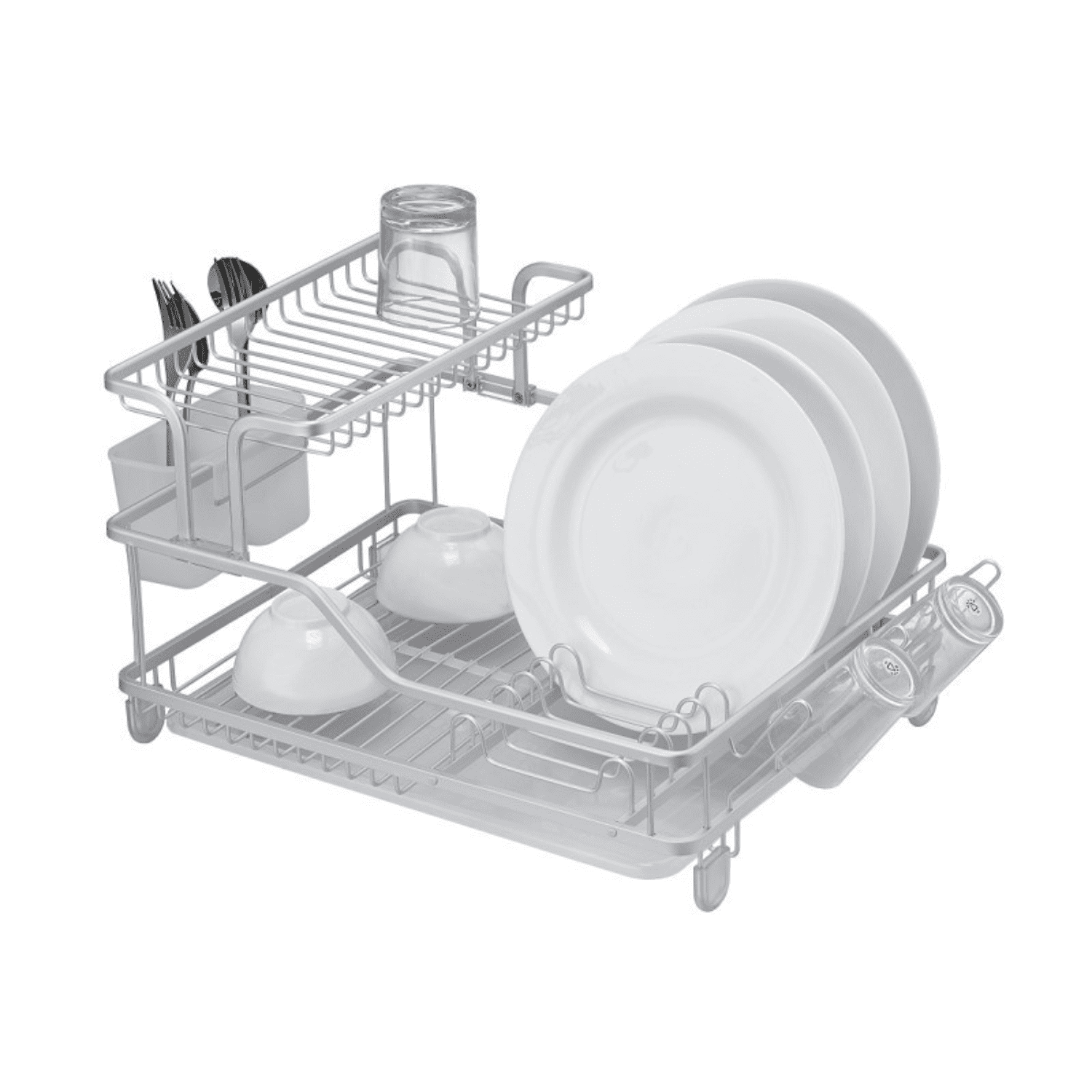 Genérico - Secaplatos Escurridor En Aluminio Inoxidable Blanco