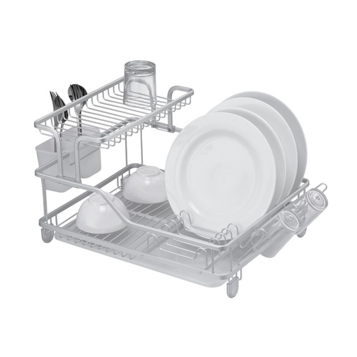 Genérico - Secaplatos Escurridor En Aluminio Inoxidable Blanco