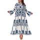 thumbnail image 1 of Vestidos de Halloween para Mujeres de Talla Grande de Agnes Orinda Vestido Bohemio Patrón Geométrico Flowy Botón Manga Larga Acampanada con Volantes Casual de Otoño Línea A Maxi 1X Azul Marino, 1 of 6