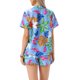 thumbnail image 3 of Conjuntos hawaianos para mujeres Regreso a clases 2 piezas Camisa con botones y pantalones cortos Florales Trajes casuales de playa para vacaciones tropicales 2026 S Azul, 3 of 6