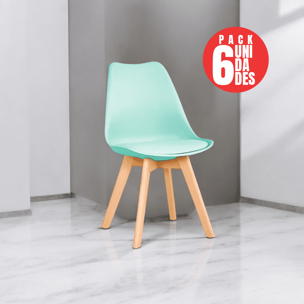 Tienda El Garage - Pack 6 Sillas Acolchadas Eames Menta