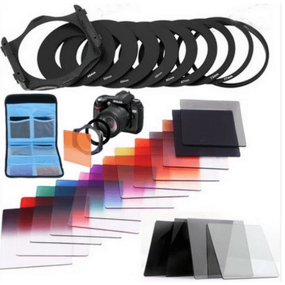 Kit Filtros Tipo Cokin Serie P Densidad Neutra Y Colores + Adaptadores