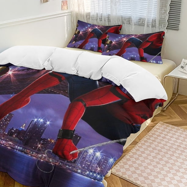 Spider-Man 3-Piece Twin Bed Set - Includes 1 Single Quilt And 2 Pillow Cases Bedding - Fade Resistant Microfiber - Spider