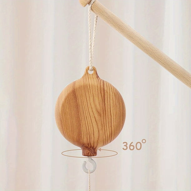 Baby Mobile Music Box - Mobile Rotary Music Box Imitation Wood - Music Box With Rotating Hook -Crib Mobile Motor Battery Operated Plays 35 Tunes Crib Toys Attachments(not Include Battary)