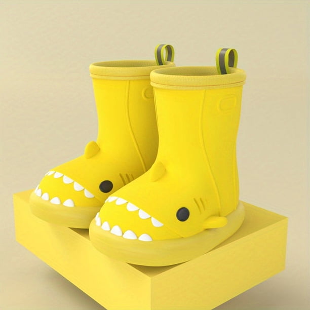 Toddler Girl's Cartoon Shark EVA Rain Boots, Non-slip Wear-resistant Waterproof Rain Shoes For Outdoor