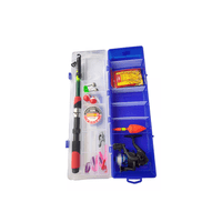 Genérico - Set Pesca Caña De Pescar Telescópica Mosquero, Carrete, Negro