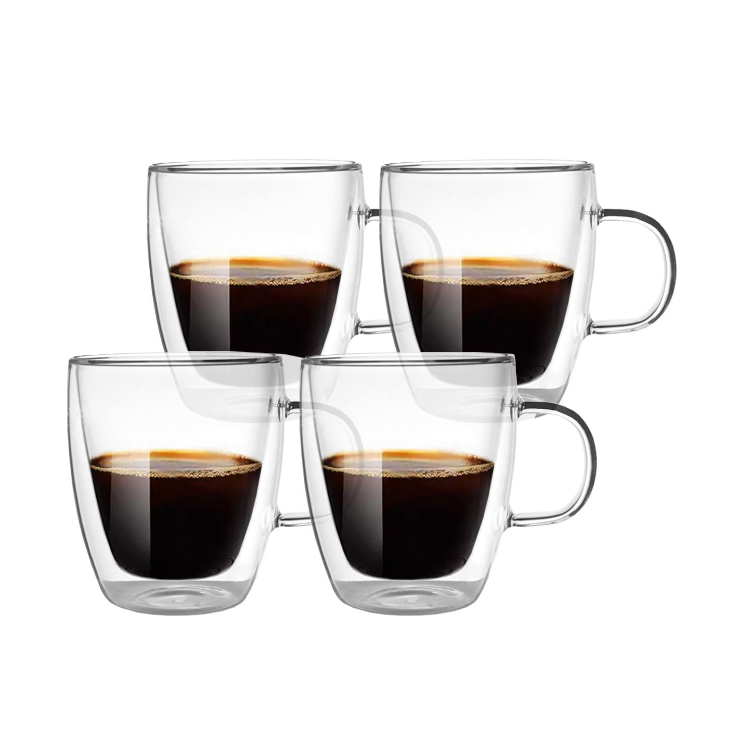 Set 4 Tazas De Vidrio Doble Pared 350 Ml Simplit Agua