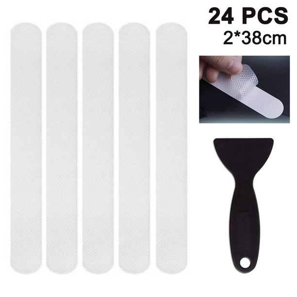 Pegatinas antideslizantes para ducha, 12/24 unidades, tiras de seguridad para bañera, calcomanías adhesivas con raspador premium para bañera, ducha, escaleras.